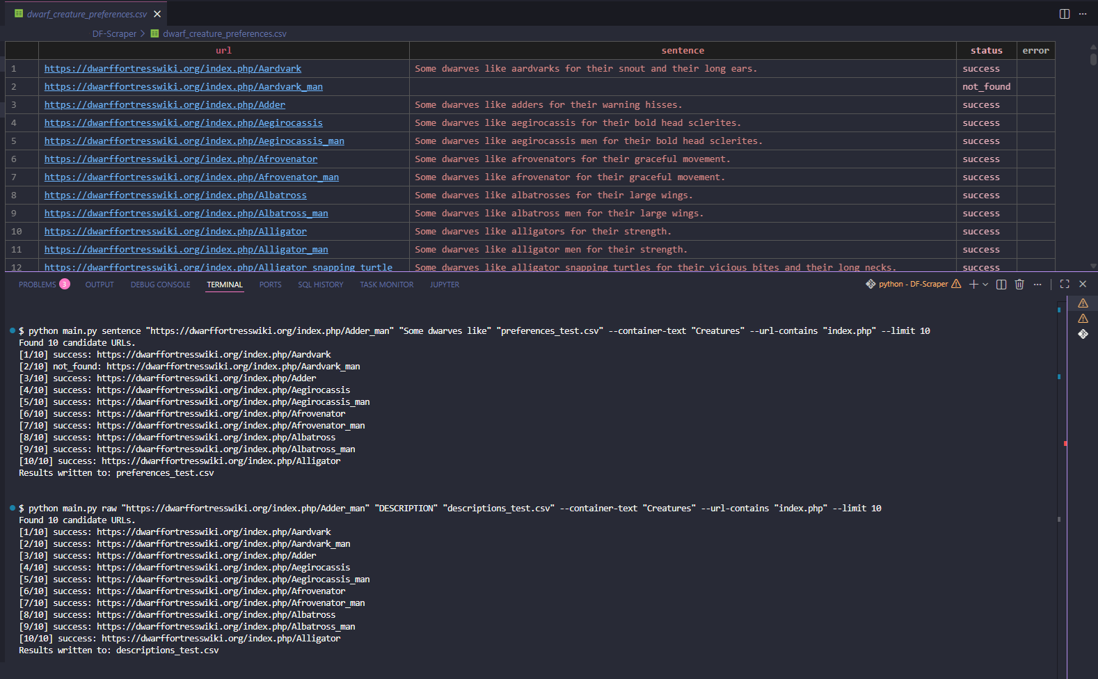 DF_Scraper is online!